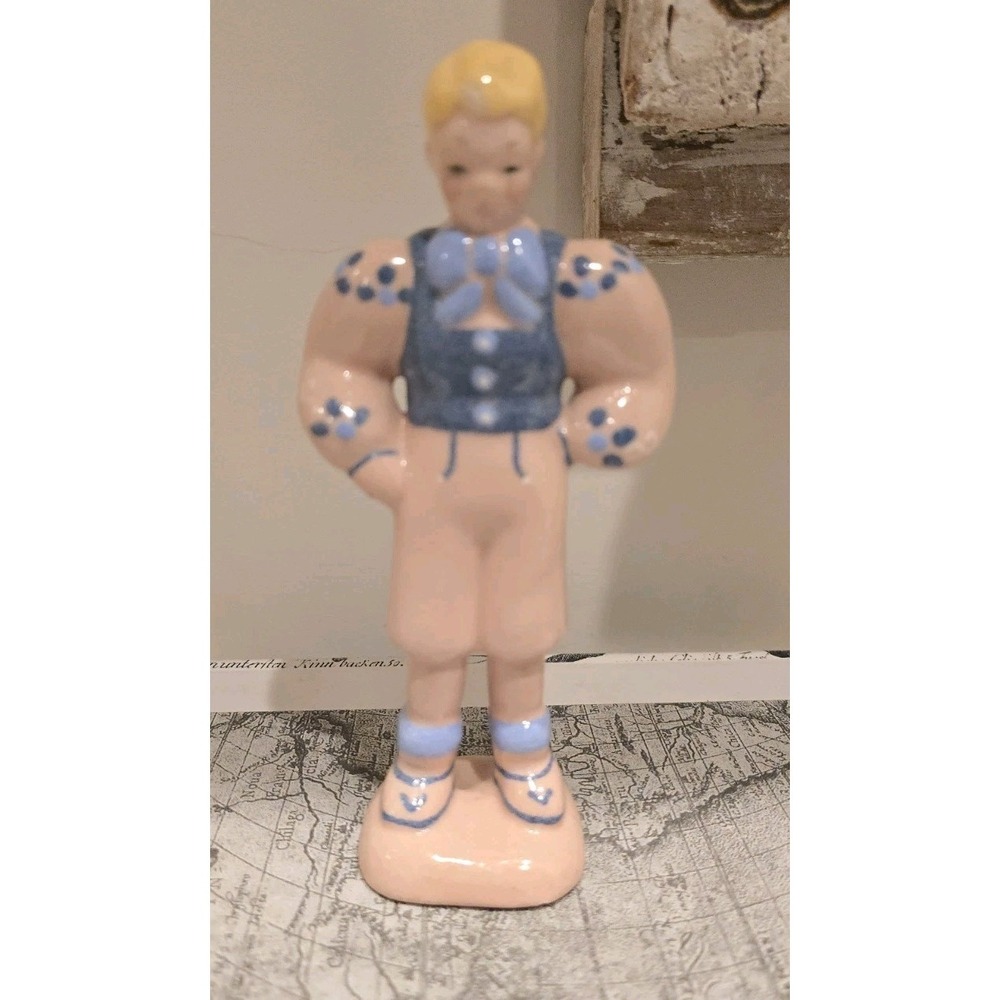 VTG 1940 Art KAY FINCH Figurine Blue & Pink Boy California  Pottery 6" Blonde